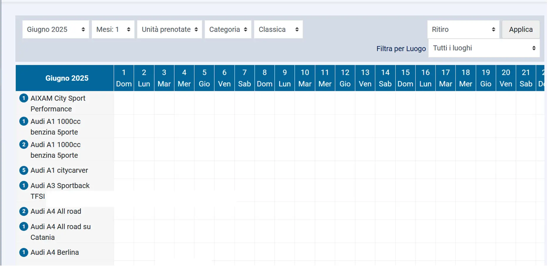 Calendario prenotazioni per il tuo autonoleggio Calendario prenotazioni per il tuo autonoleggio